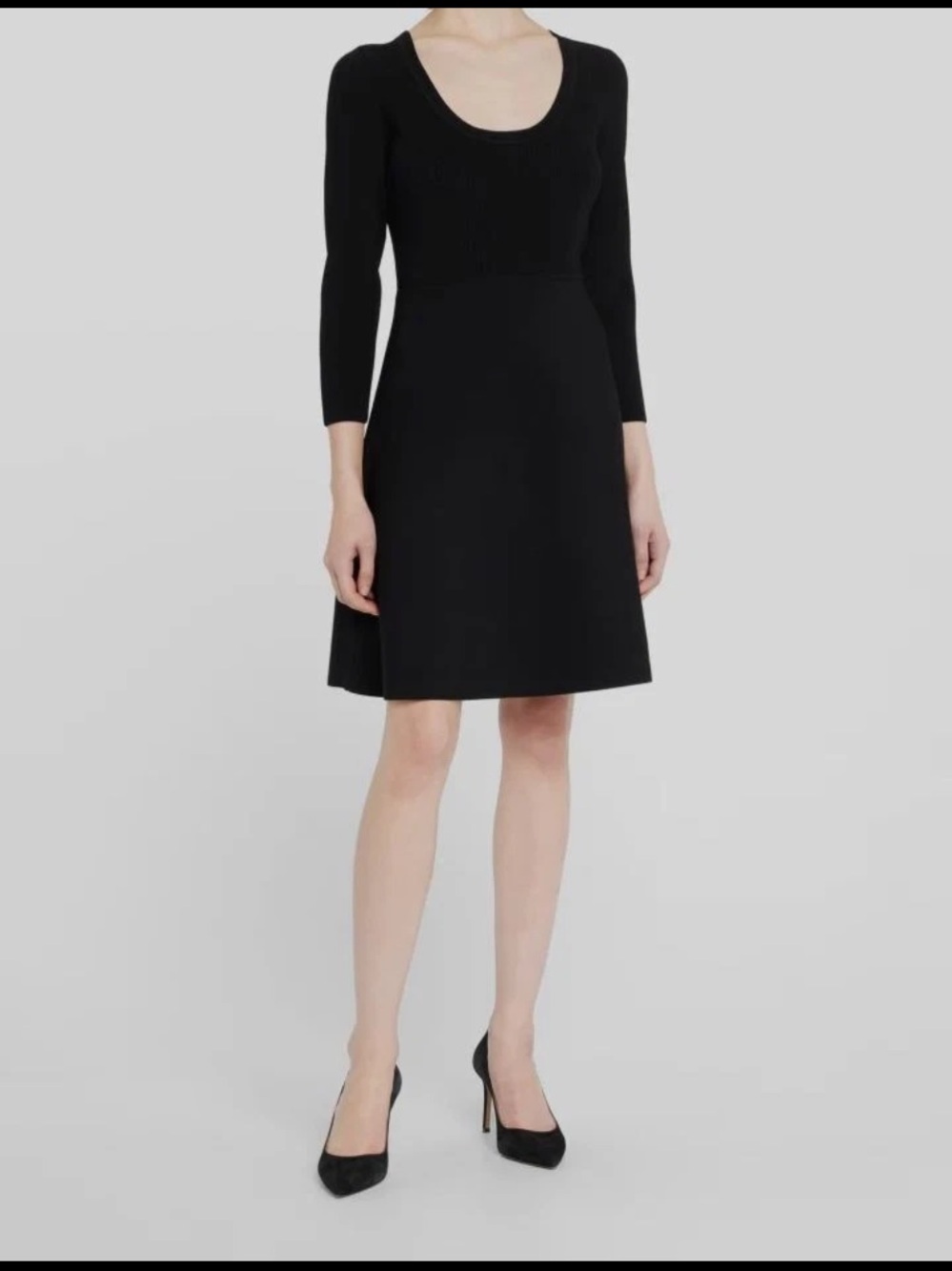 $495 Theory Women's
Black Scoop-Neck
Compact-Knit Flare Mini
Dress summer formal